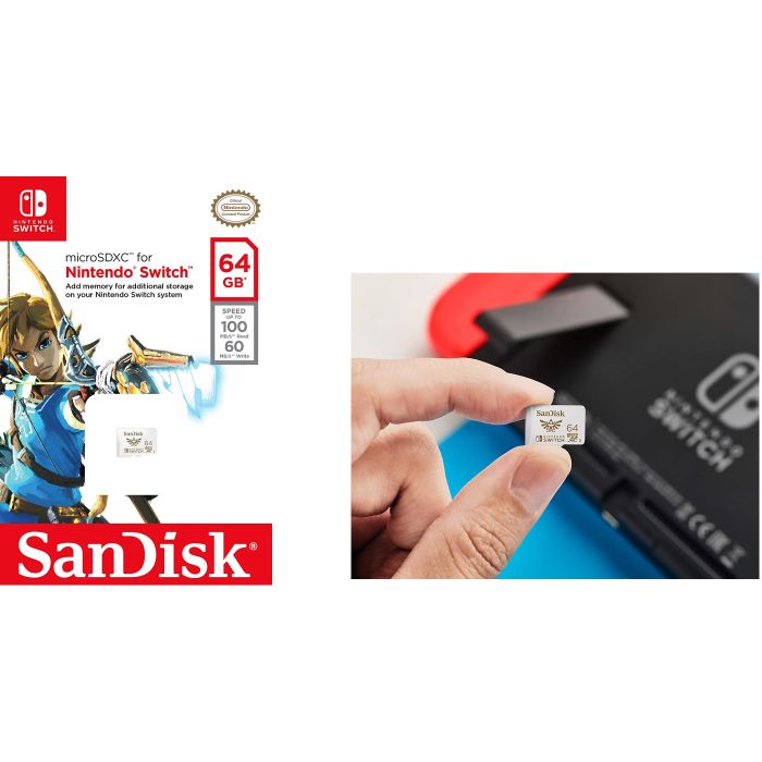 SanDisk microSDXC za Nintendo Switch 64GB, do 100MB/s branje, 60MB/s pisanje, U3, C10, A1, UHS-1