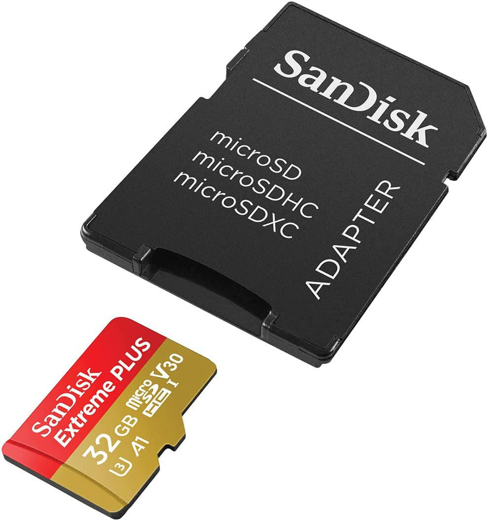 San Disk Extreme PLUS micSDHC 32GB + SD Adapter + RescuePRO Deluxe 100MB/s A1 C10 V30 UHS-I U3
