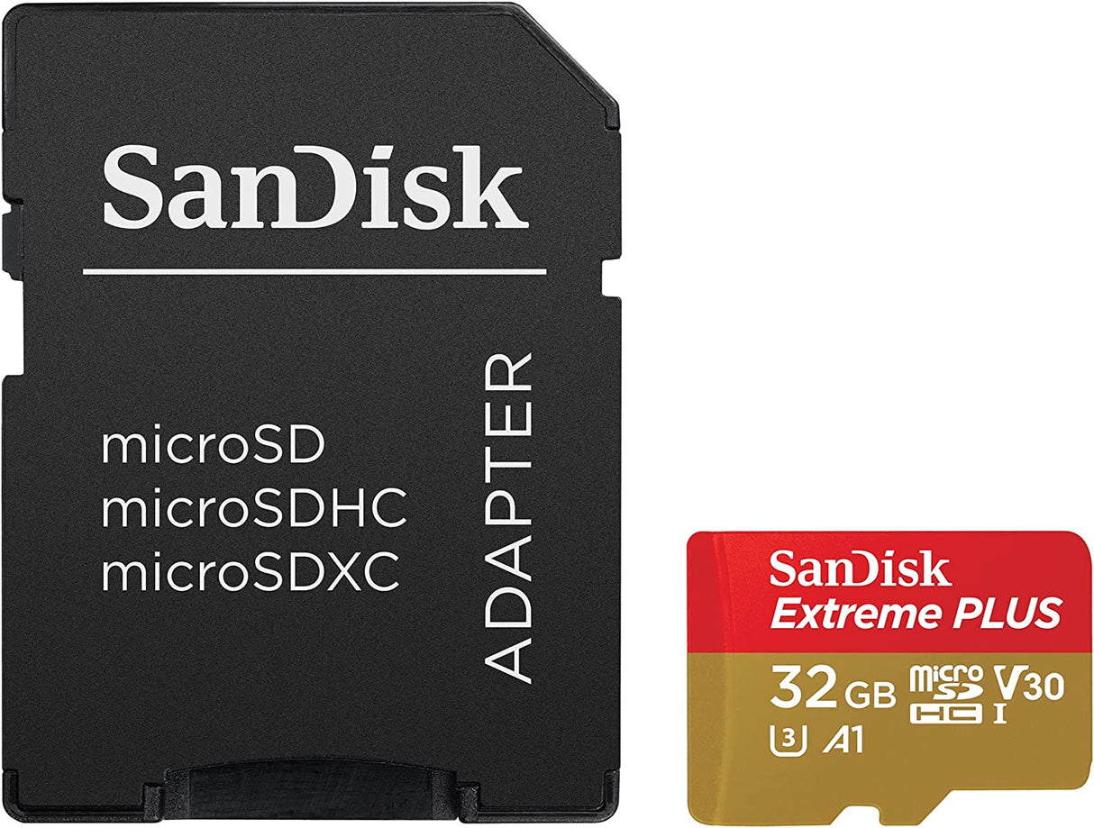 San Disk Extreme PLUS micSDHC 32GB + SD Adapter + RescuePRO Deluxe 100MB/s A1 C10 V30 UHS-I U3
