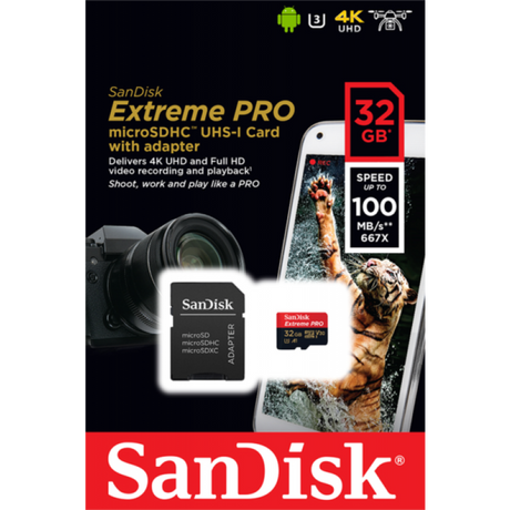 SanDisk 32GB Extreme Pro Micro SDHC A1 Class10 V30 UHS-I U3 spominska kartica