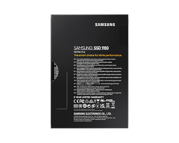 Samsung 500GB 980 SSD NVMe M.2 disk