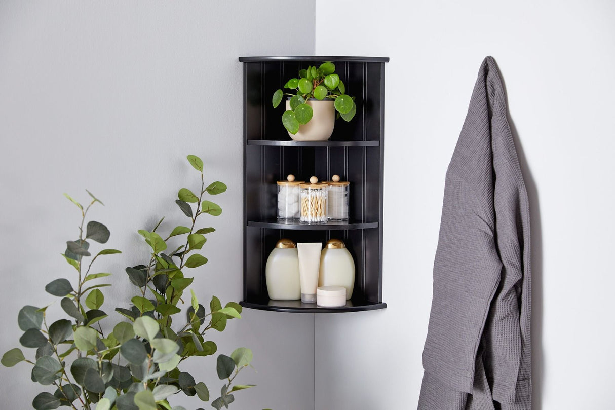 VonHaus črna kotna polica Shrewsbury