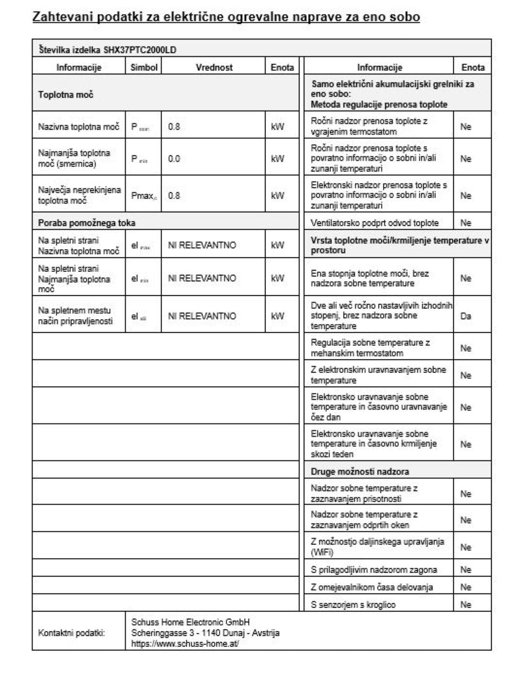 SHE kvarčni grelnik 800W