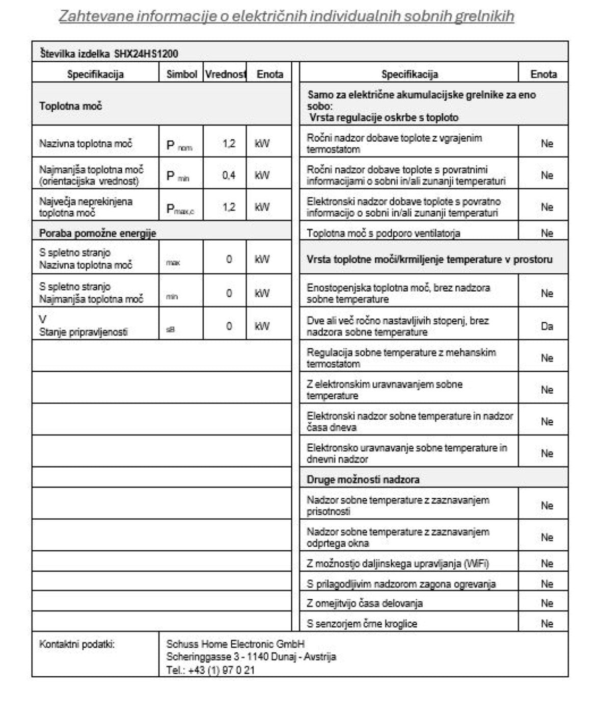 SHE kvarčni grelnik 1200W