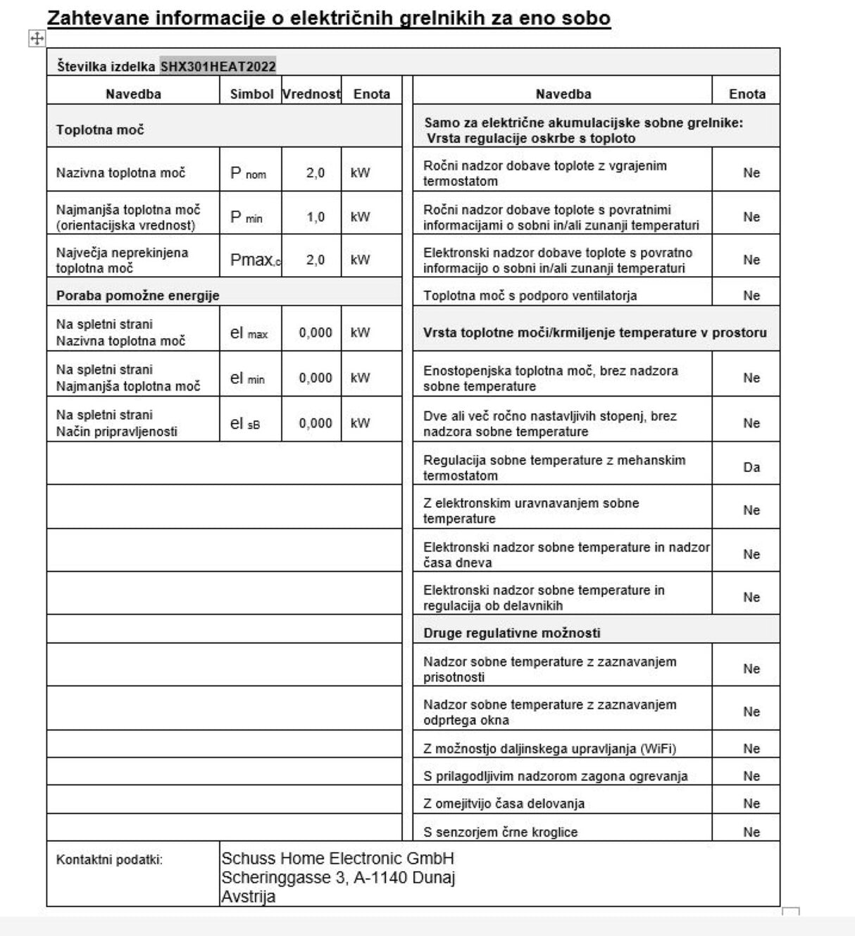 SHE ventilatorski grelnik z oscilacijo 2000W