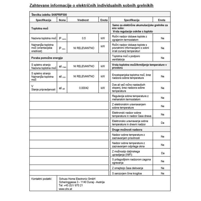 SHX Premium infrardeči ogrevalni panel z WIFI 500W