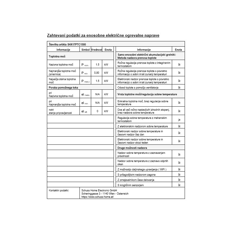 SHE PTC keramični ventilatorski grelec 1500W