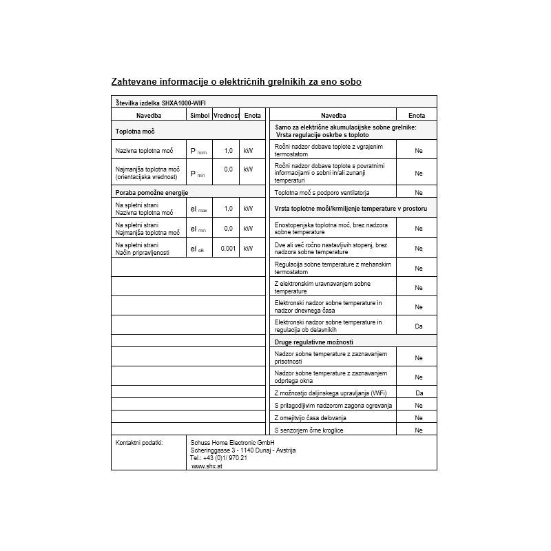 SHE Infrardeča grelna plošča z WiFi 1000W