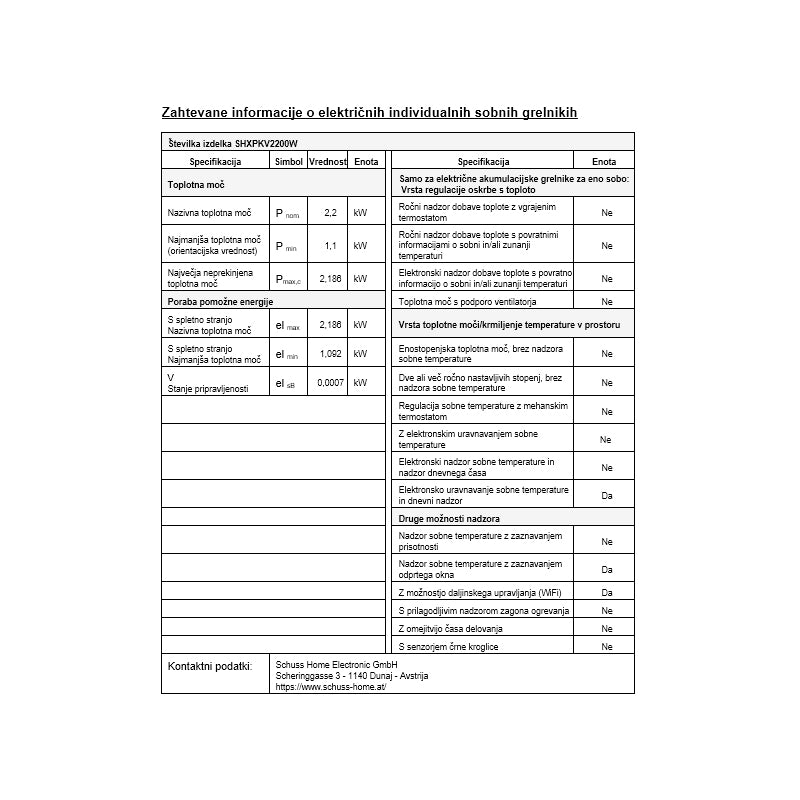 SHX Premium konvektor z wifi 2200W