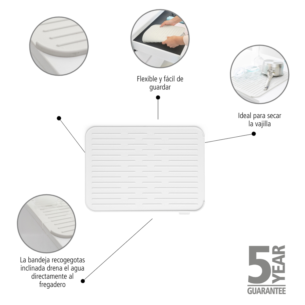 Brabantia silikonska podloga za sušenje posode bela 117466
