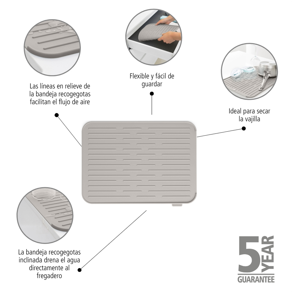 Brabantia silikonska podloga za sušenje posode siva 230042