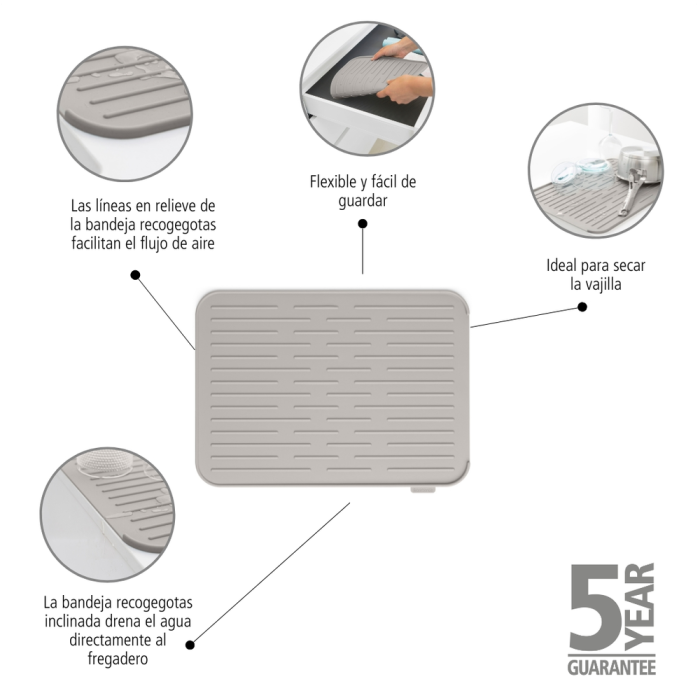 Brabantia silikonska podloga za sušenje posode siva 230042