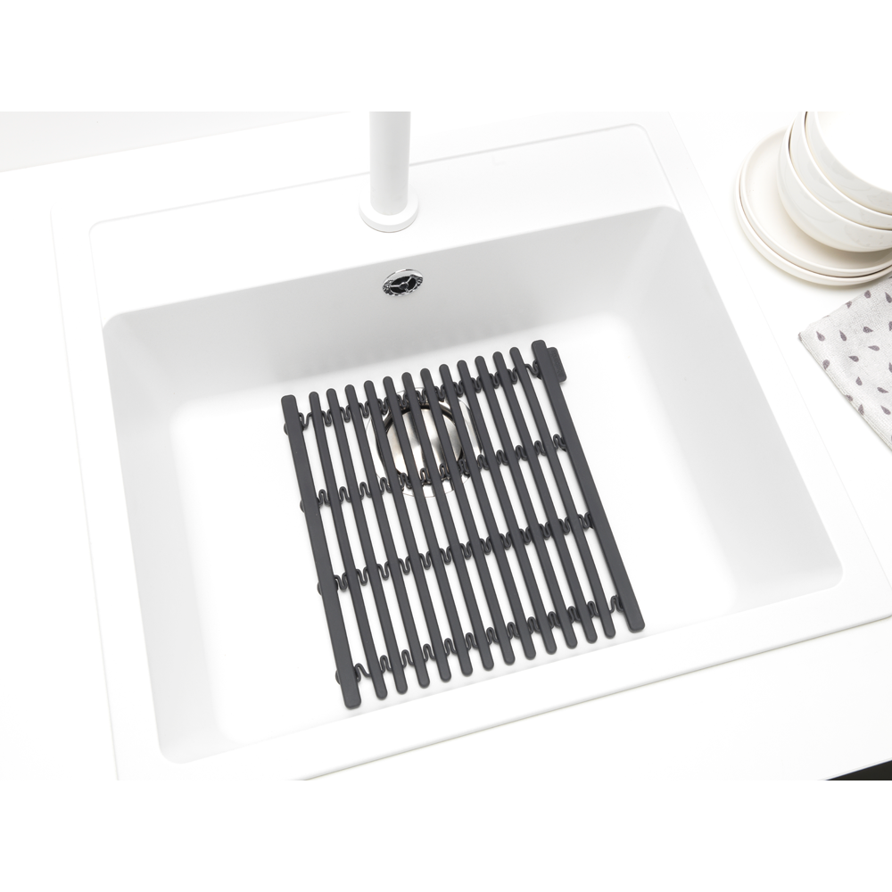 Brabantia silikonska podloga za umivalnik, temno siva