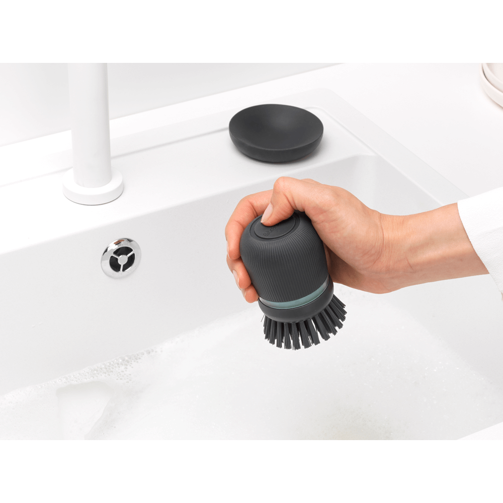 Brabantia krtača za posodo z dozirnikom mila, temno siva