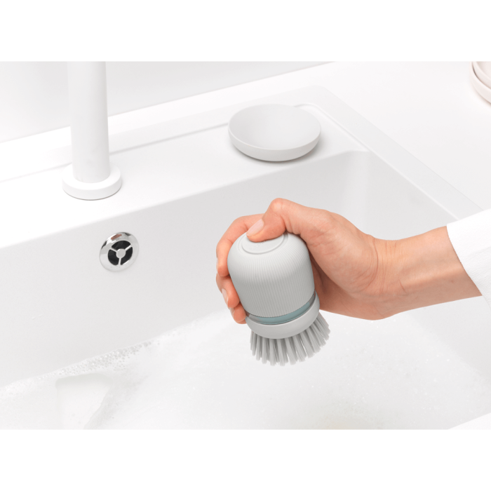 Brabantia krtača za posodo z dozirnikom mila, svetlo siva