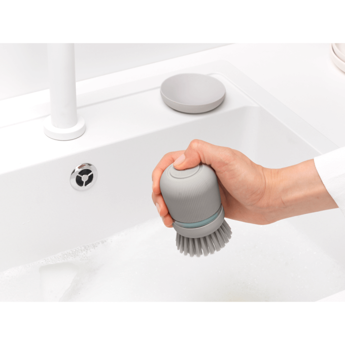 Brabantia krtača za posodo z dozirnikom mila, siva
