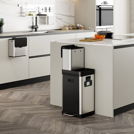 VonHaus trojni koš za odpadke iz nerjavečega jekla 32L