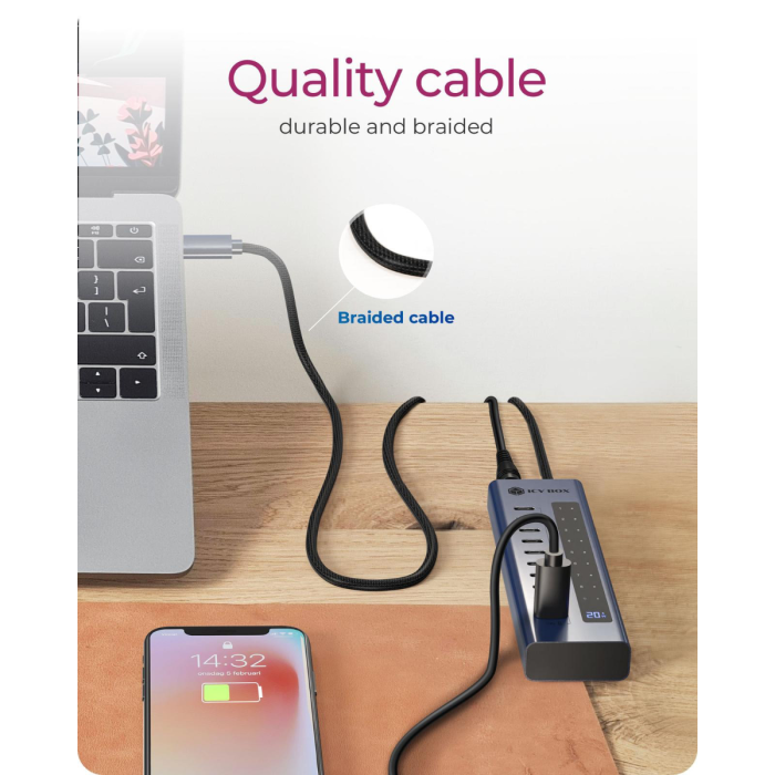 IcyBox IB-HUB1450-C31 10-portni hub vmesnik USB-C 3.2