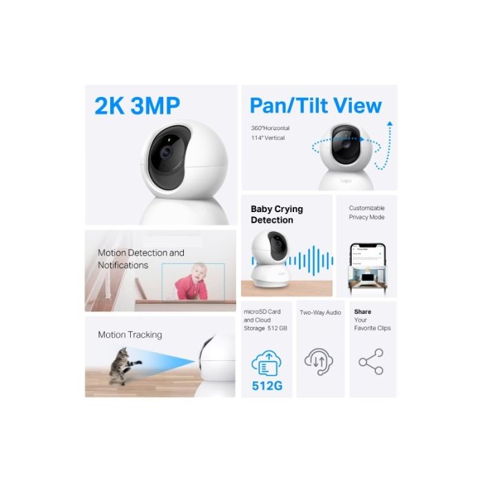 TP-LINK Tapo C210P2 2k 3MP 2304 x 1296 Pan/Tilt WiFi varnostna kamera