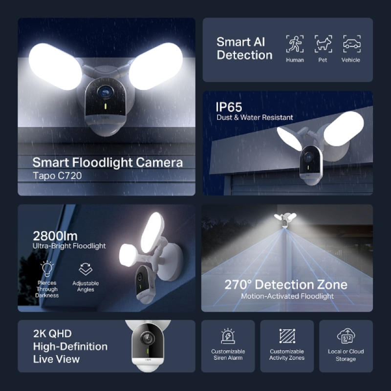 TP-LINK zunanja Wi-Fi reflektorska varnostna kamera Tapo C720