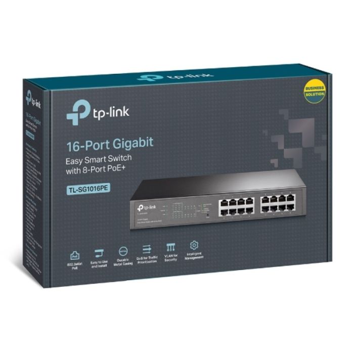 TP-Link mrežno stikalo 16 port Gigabit TL-SG1016PE z 8-Port PoE+ port