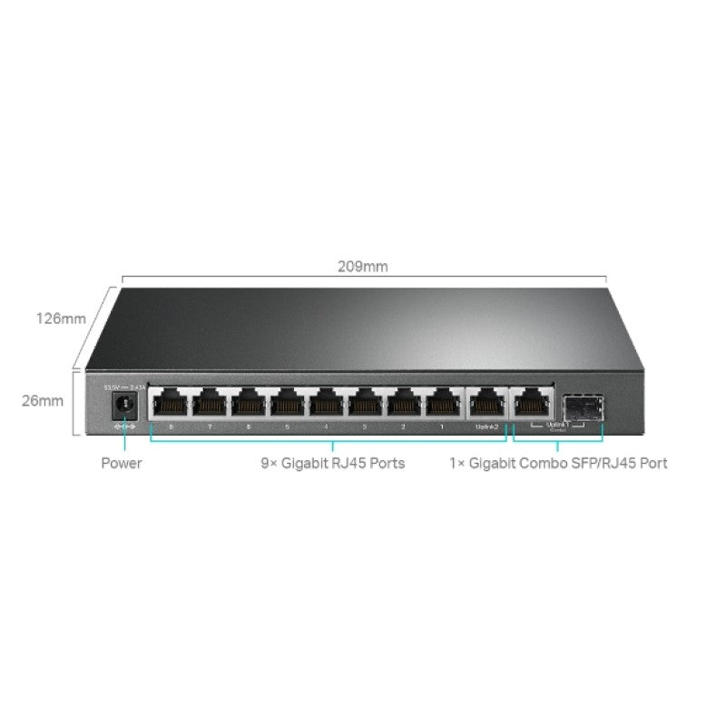 TP-LINK stikalo 10-port Gigabit stikalo z 8-Port PoE+ port