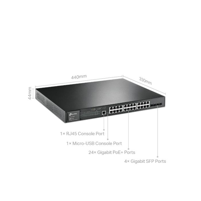 TP-LINK JetStream 28-Port Gigabit L2+ managed stikalo z 24-Port PoE+