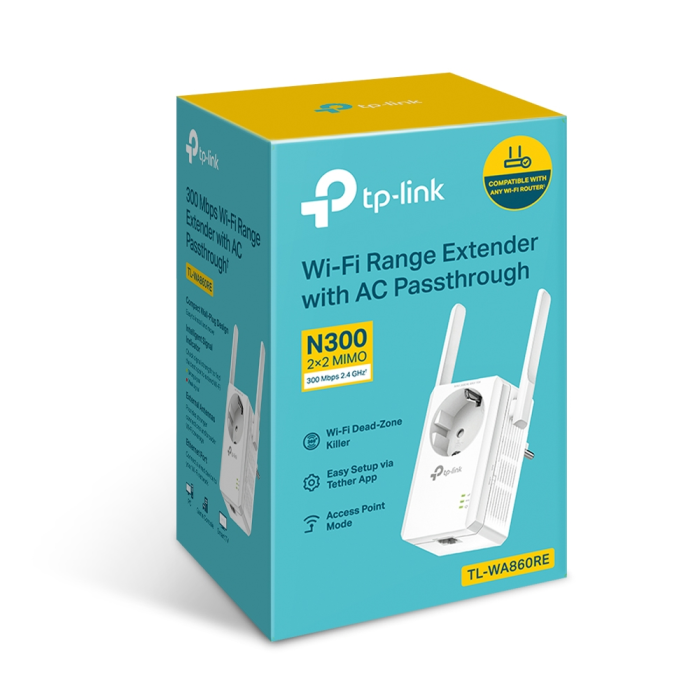 TP-LINK WA860RE 300Mbps WiFi Range Extender z vtičnico
