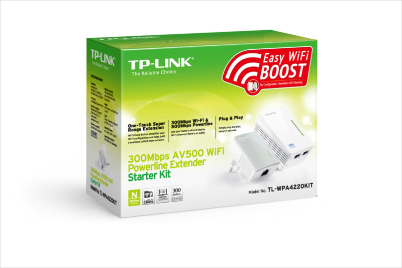 TP-LINK TL-WPA4220KIT 300Mbps AV600 WiFi Powerline Extender Starter Kit