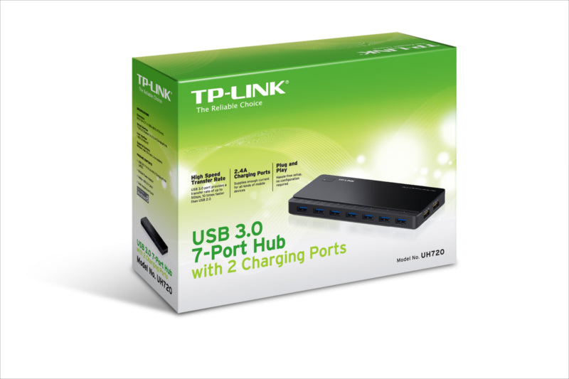 TP-LINK UH720 7 portni USB3.0 hub z 2 polnilnima portoma 5V/2.4A