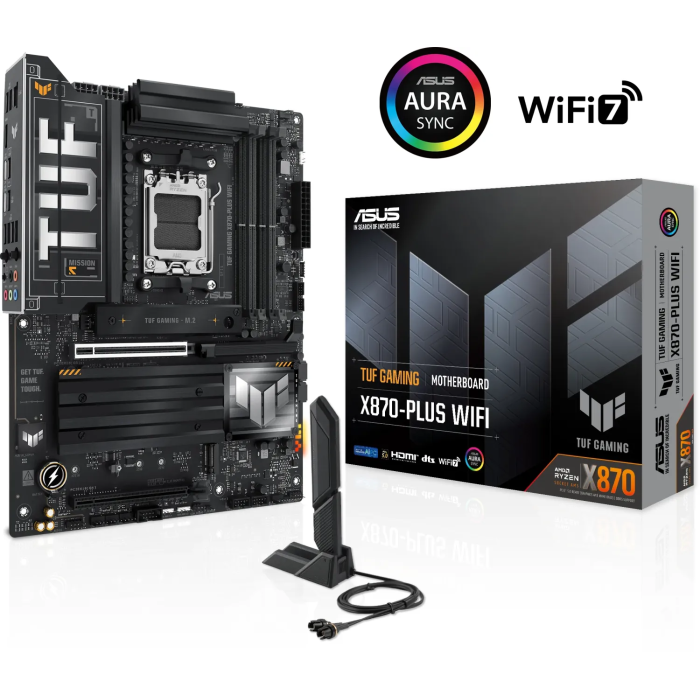 ASUS TUF GAMING X870-PLUS WIFI, DDR5, SATA3, USB3.2Gen2x2, DP, 2.5GbE, WiFi 7, AM5 ATX