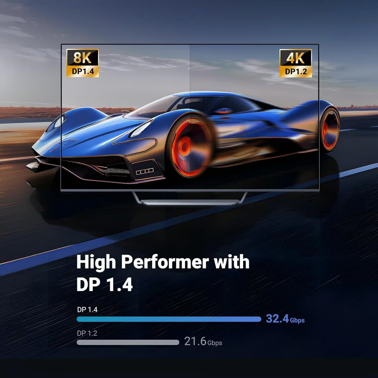 Ugreen DisplayPort 1.4 kabel 8K 3M