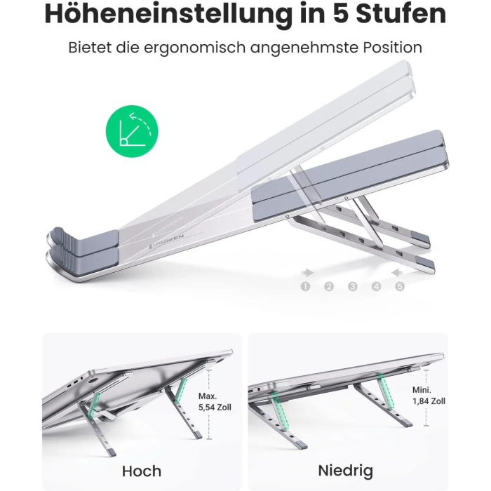 Ugreen zložljivo aluminijasto stojalo za prenosni računalnik, za MacBook Pro/Air, prenosnike, iPad