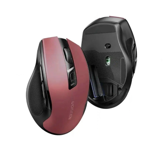 Brezžična miška UGREEN Bluetooth 5.0 in 2,4 Ghz z USB sprejemnikom - rdeča