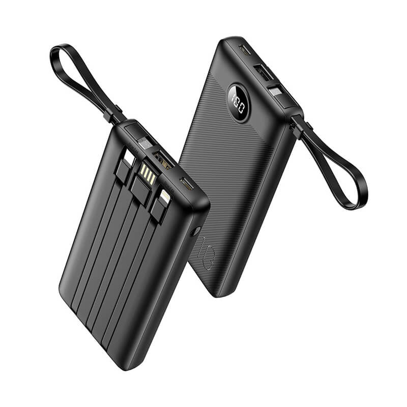 VEGER prenosna baterija z vgrajenimi kabli C10 10000 mAh, črna
