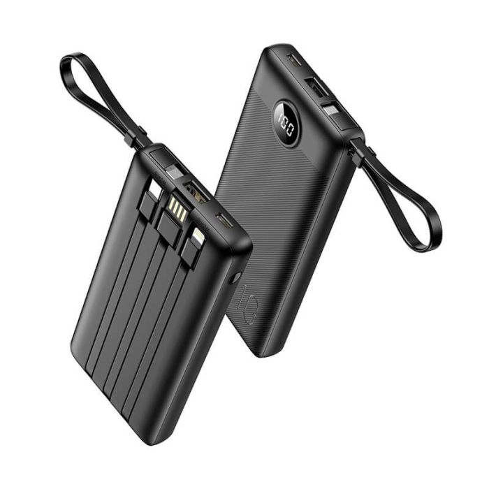 VEGER prenosna baterija z vgrajenimi kabli C10 10000 mAh, črna