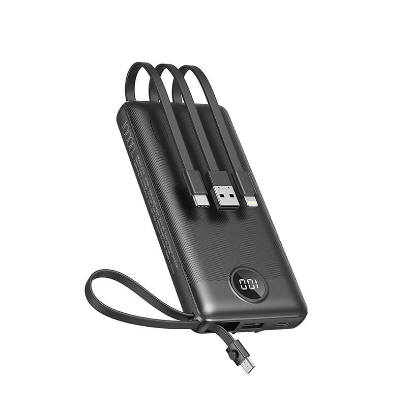VEGER prenosna baterija z vgrajenimi kabli C10 10000 mAh, črna