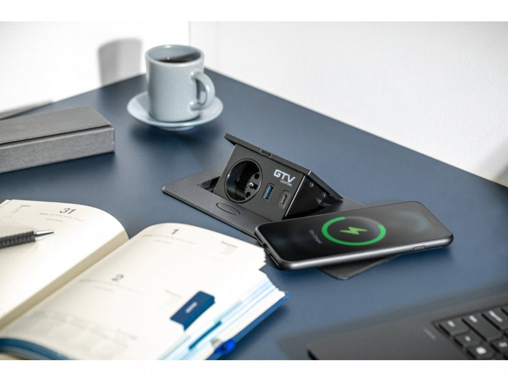 GTV Vgradna vtičnica AVARO PLUS, črna