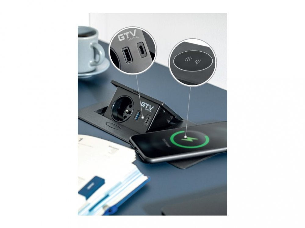 GTV Vgradna vtičnica AVARO PLUS, črna