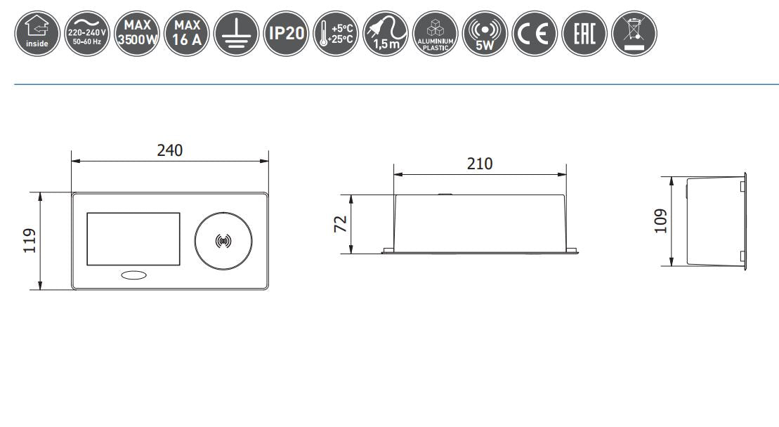 GTV Vgradna vtičnica AVARO PLUS, črna