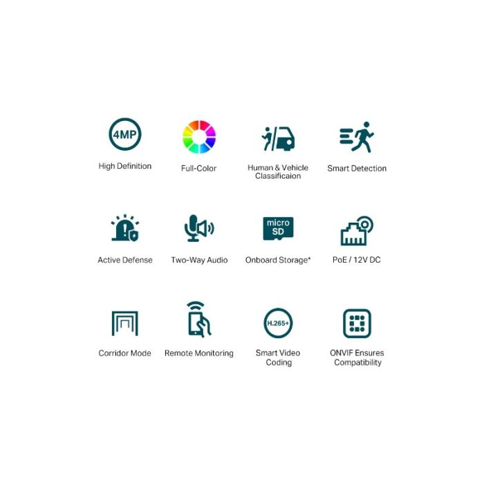 TP-LINK VIGI 4MP Full-Color Turret mrežna kamera (do 2560X1440 H.265+ 30fps)