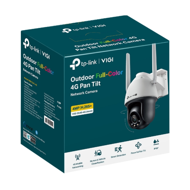 TP-LINK VIGI 4MP zunanja Full-Color 4G/LTE Pan Tilt mrežna kamera (do 2560X1440 H.265+ 30fps)