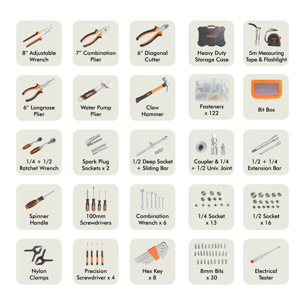 VonHaus 256-delni set ročnega orodja