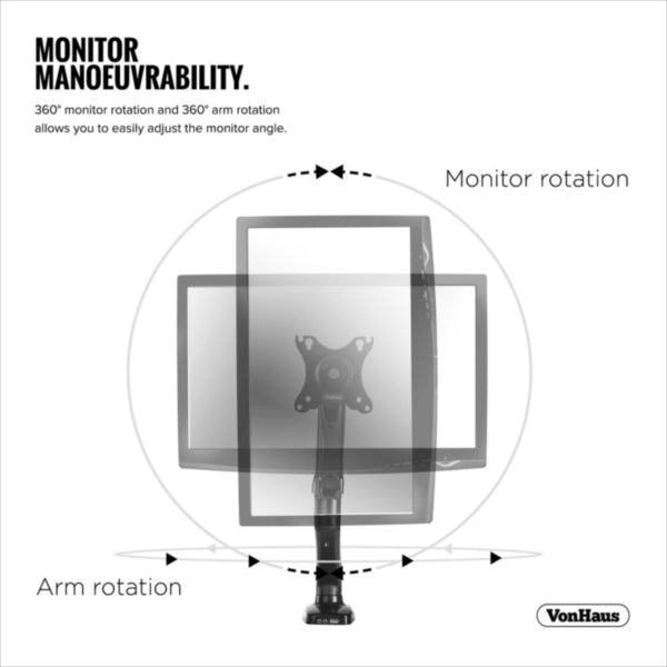 VonHaus enojni namizni nosilec do diagonale 27'', 1 x USB 3.0, plinska vzmet