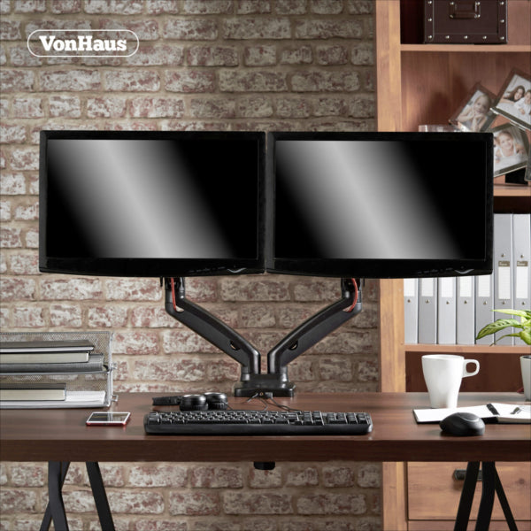 VonHaus dvojni namizni nosilec do diagonale 27'', 2 x USB 3.0, plinska vzmet