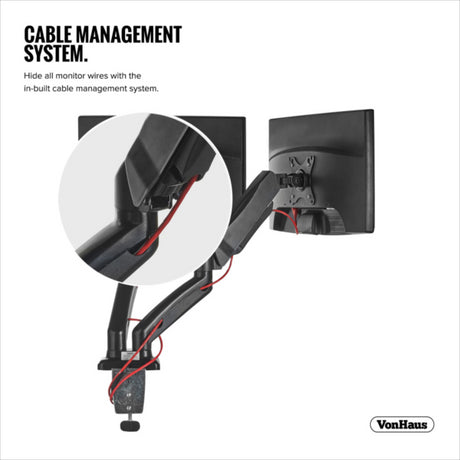 VonHaus dvojni namizni nosilec do diagonale 27'', 2 x USB 3.0, plinska vzmet