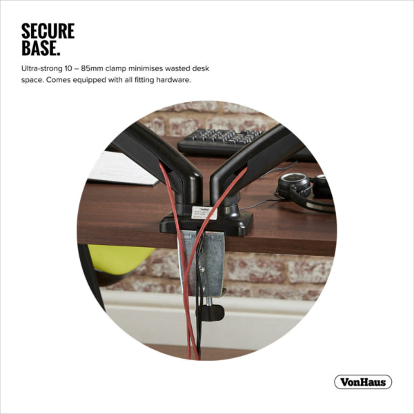 VonHaus dvojni namizni nosilec do diagonale 27'', 2 x USB 3.0, plinska vzmet