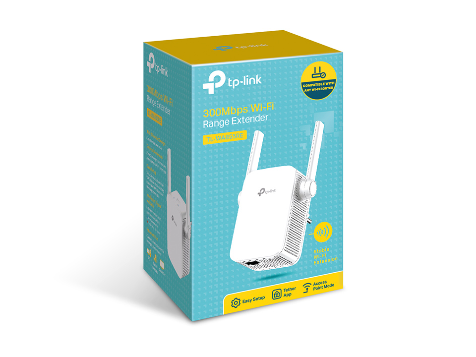 TP-LINK WA855RE 300Mbps Wi-Fi Range Extender + 1xRJ45 Ethernet