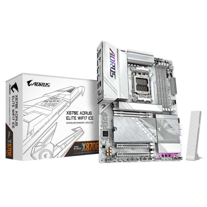 GIGABYTE X870E A ELITE WF7 ICE, DDR5, SATA3, USB4, DP, 2.5GbE, WiFi 7, AM5 ATX