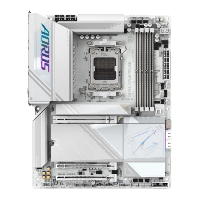 GIGABYTE X870E AORUS PRO ICE, DDR5, SATA3, USB4, DP, 2.5GbE, WiFi 7, AM5 ATX